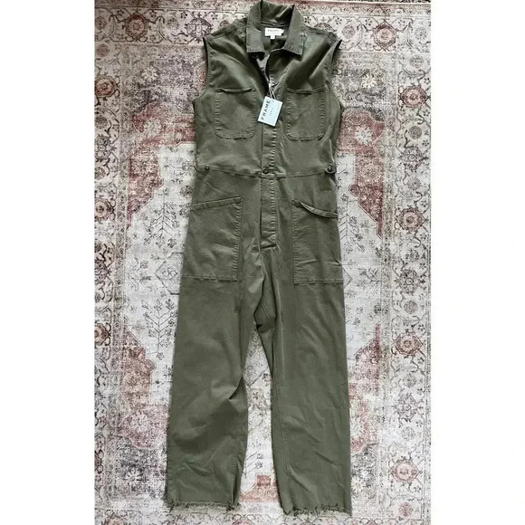Frame Denim Le Service Sleeveless Wide Leg Green Jumpsuit Womens Size XL NWT - Picture 2 of 13